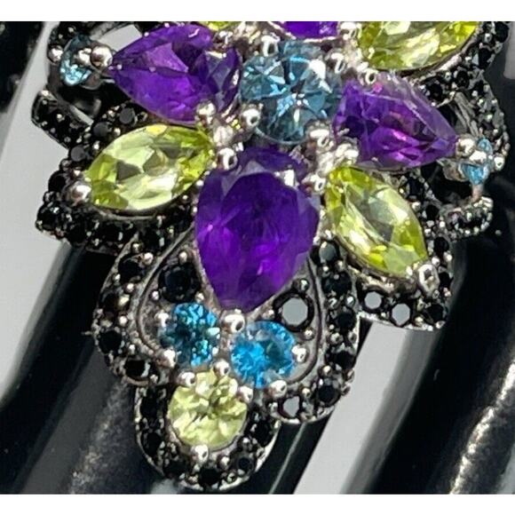 LUXY Gems Natural Topaz Amethyst Peridot Spinel Sterling Silver Ring Luxury Sz 7 - Picture 15 of 16